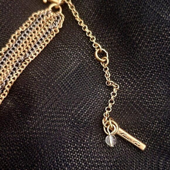 Kenneth Cole NY Back & Smokey Gray Fauceted Glass Triple Link Chain Necklace NWT - Picture 6 of 9